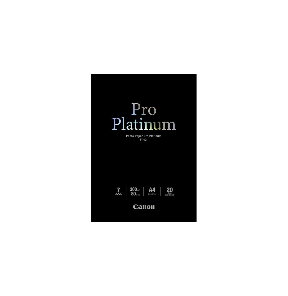 Papier Photos Canon PT-101 - Pro Platinum - 20 feuilles A4 de 300 g/m²