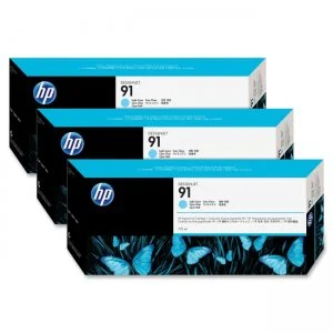 HP 91 Cyan Clair - Pack de 3 cartouches d'encre HP d'origine