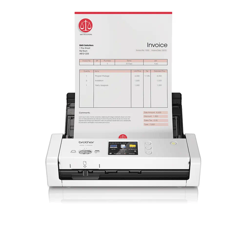 Scanner de documents compact, recto-verso, 25 pm/50 ipm, chargeur ADF 20 f., réseau, Wi-Fi, Wi-Fi Direct