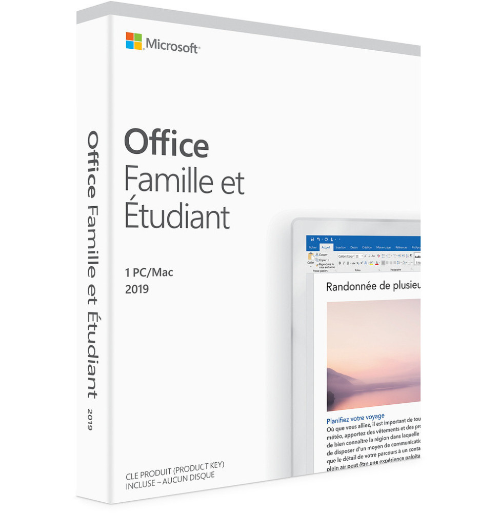 Microsoft Office Famille et Étudiant 2019 pour Windows/MAC - Français