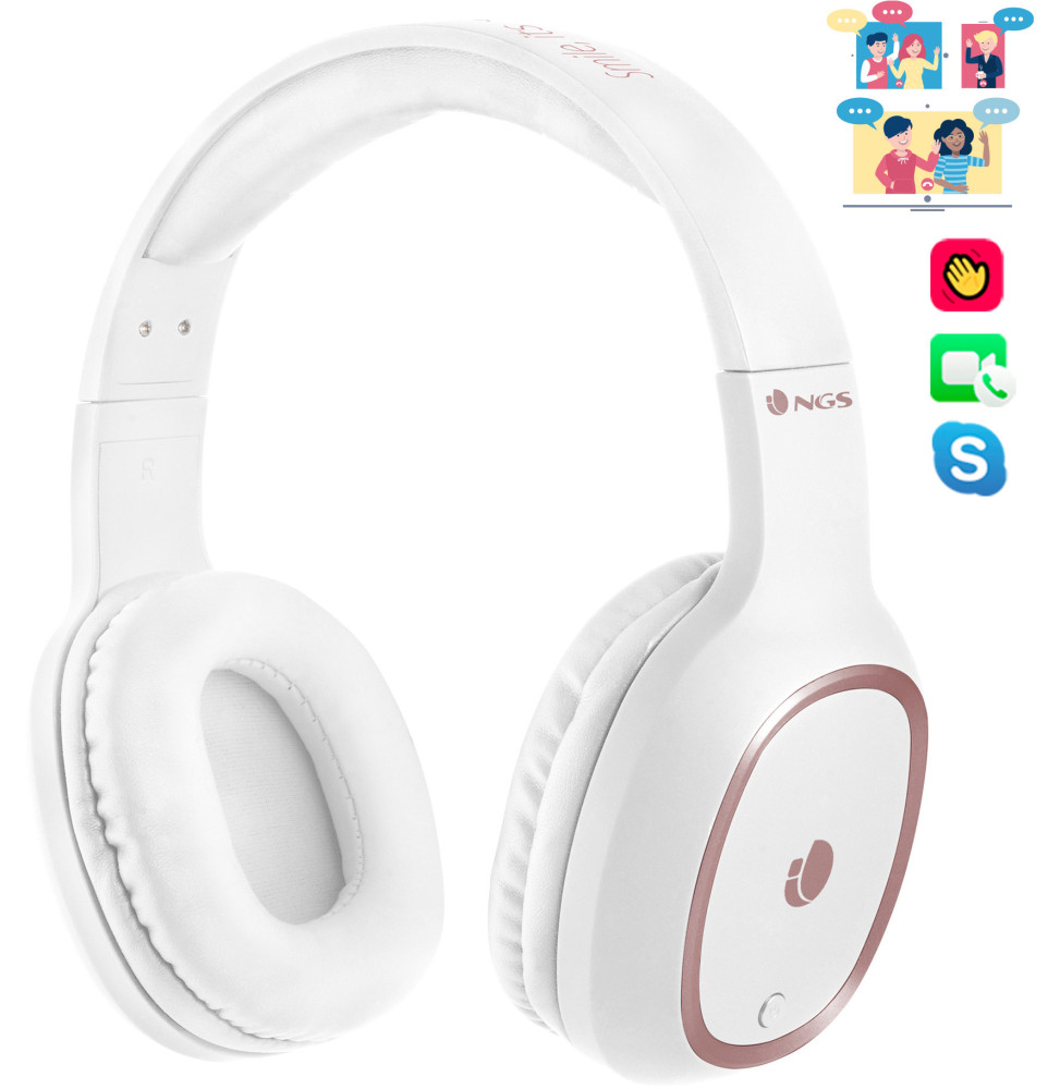 Casque Bluetooth avec Microphone NGS Artica Pride blanc