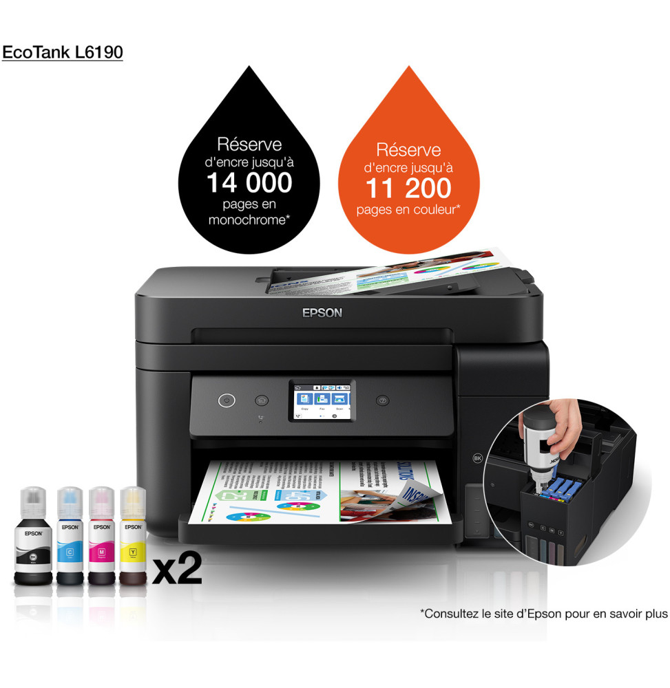 Epson EcoTank L6190 Imprimante multifonction à réservoirs rechargeables