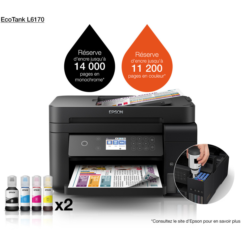 Epson EcoTank L6170 Imprimante multifonction à réservoirs rechargeables
