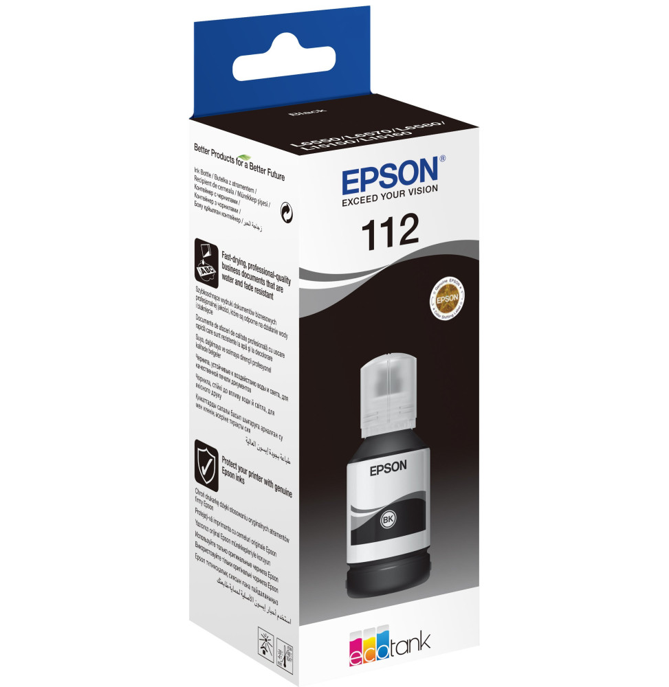 Epson 112 Noir - Bouteille d'encre Epson EcoTank d'origine