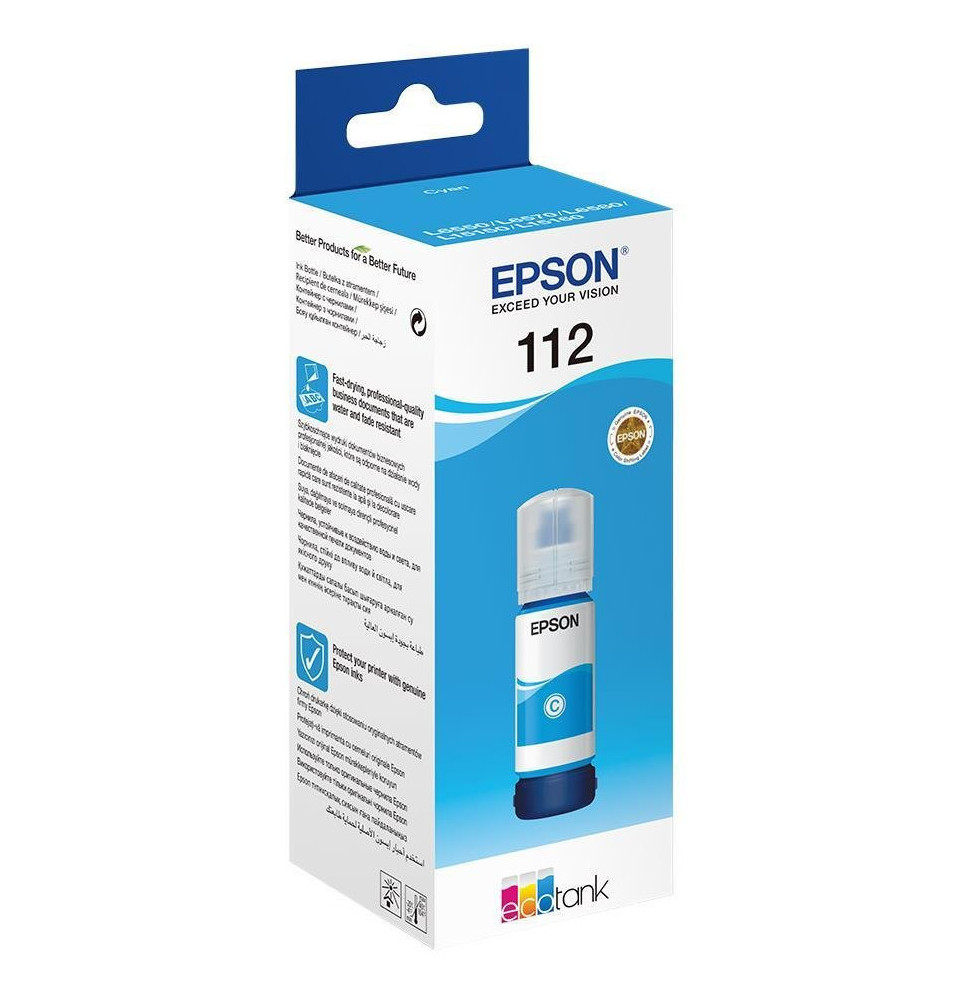 Epson 112 Cyan - Bouteille d'encre Epson EcoTank d'origine