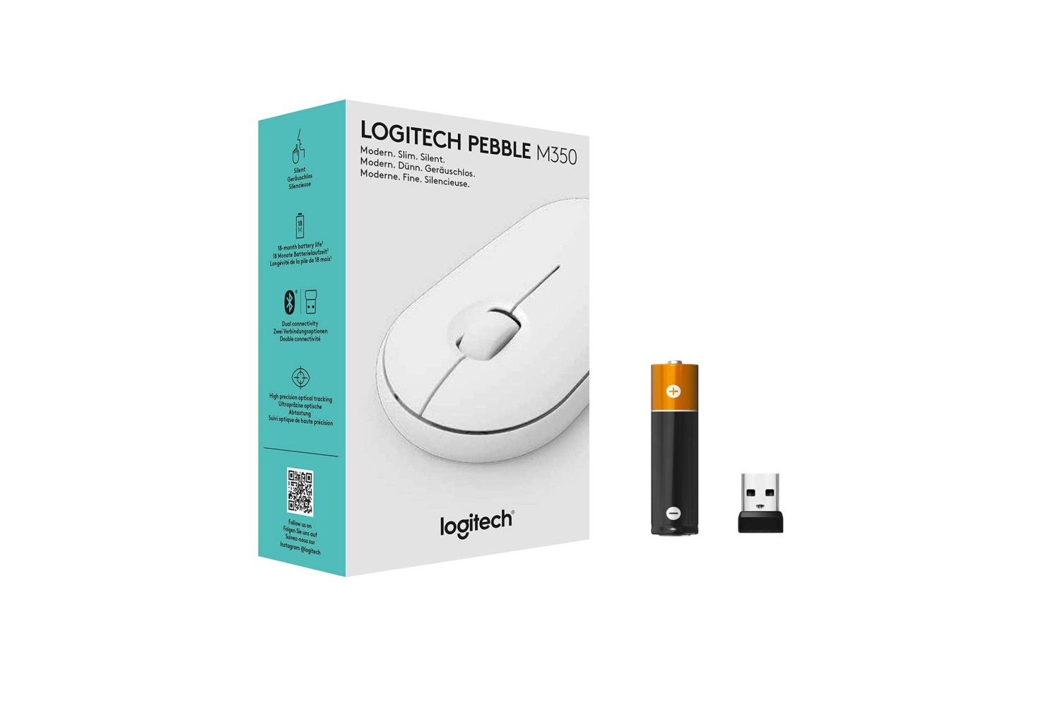 Souris Bluetooth Logitech M350 Pebble - Blanc cassé - Accessoire de Bureau