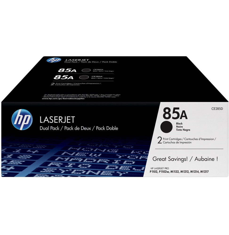 HP 85A Noir - Pack de 2 toners HP LaserJet d'origine