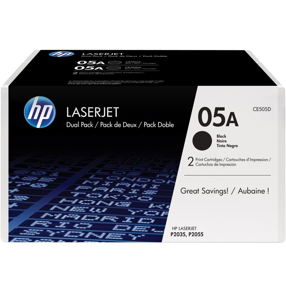 HP 05A Noir - Pack de 2 toners HP LaserJet d'origine