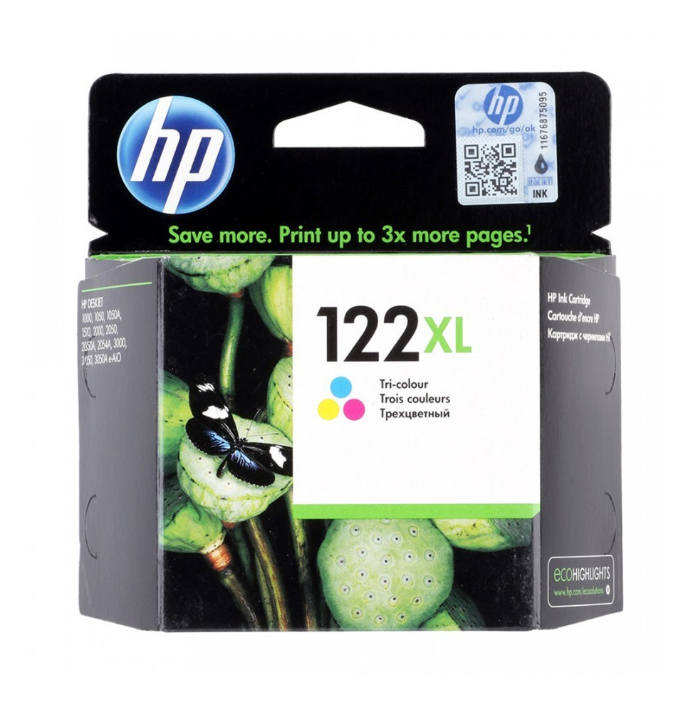 HP 122XL trois couleurs - Cartouche d'encre grande capacité HP d'origine
