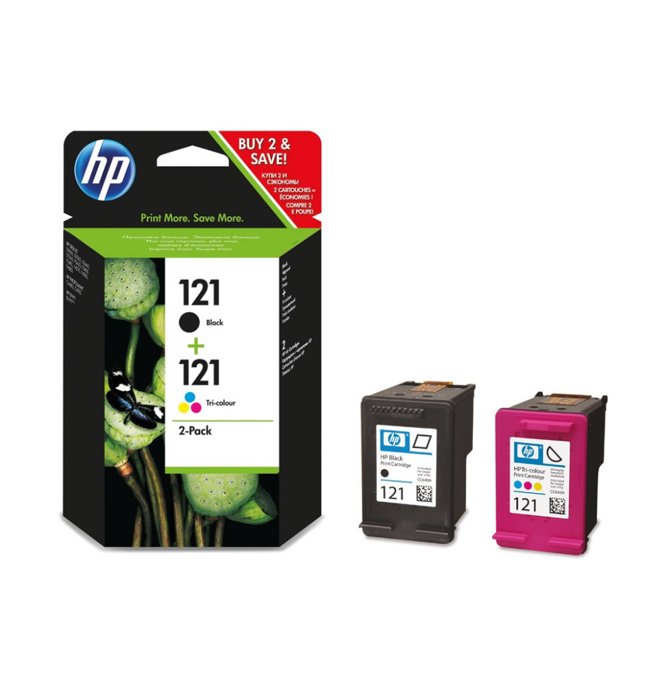 HP 121 Noir + trois couleurs - Cartouche d'encre HP d'origine