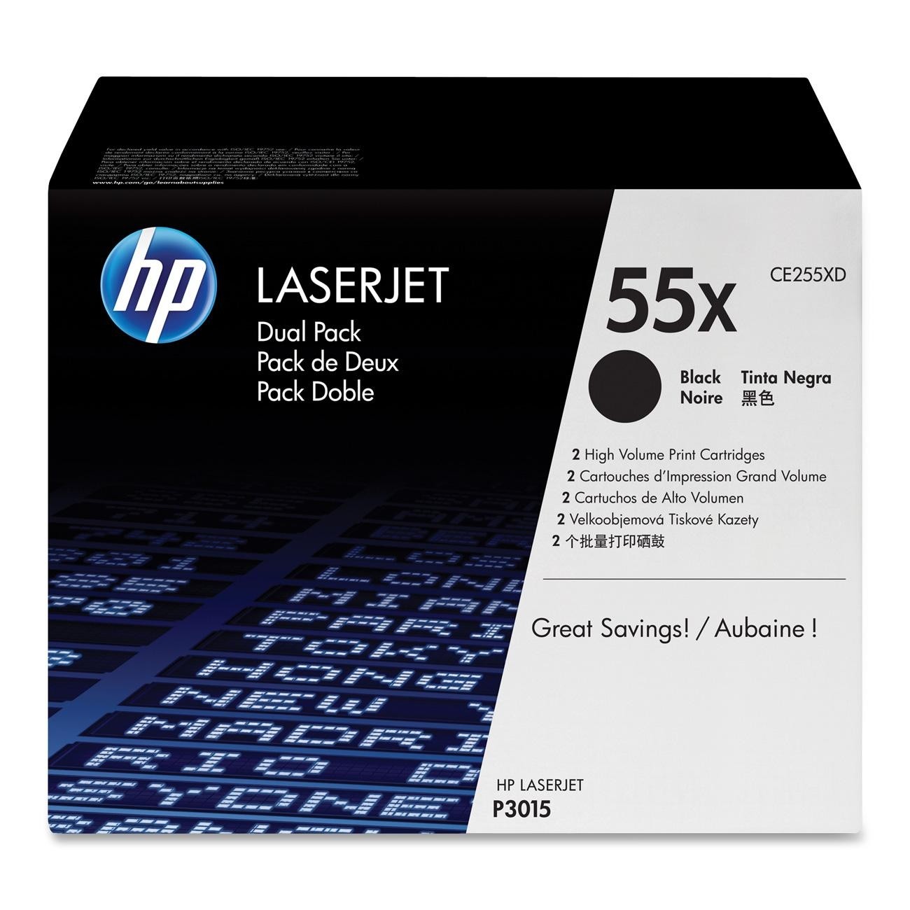 HP 55X Noir - Pack de 2 toners grande capacité HP LaserJet d'origine
