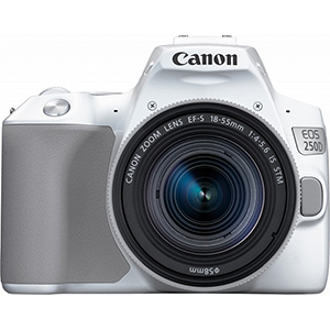 Canon EOS 250D, blanc + objectif EF-S 18-55mm f/4-5.6 IS STM