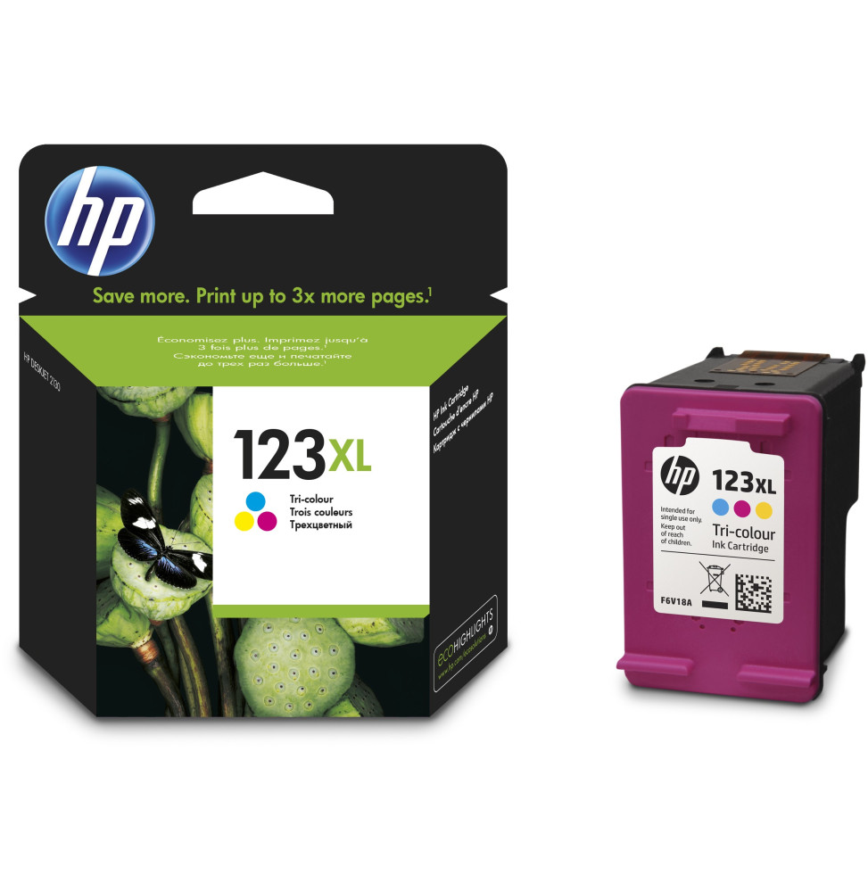 HP 123XL trois couleurs - Cartouche d'encre grande capacité HP d'origine