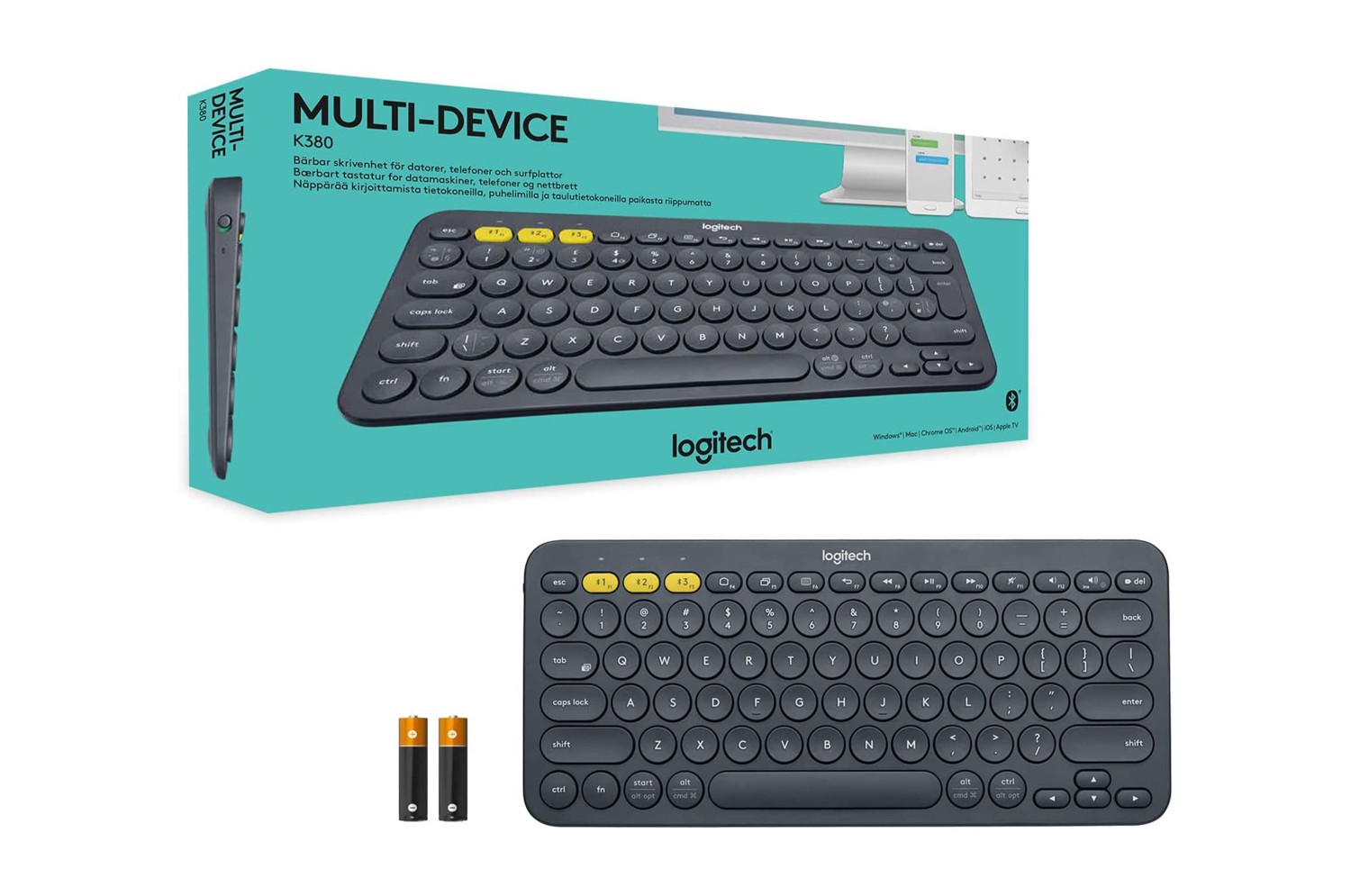 Clavier Bluetooth multi-appareil Logitech K380 - Gris foncé - AZERTY