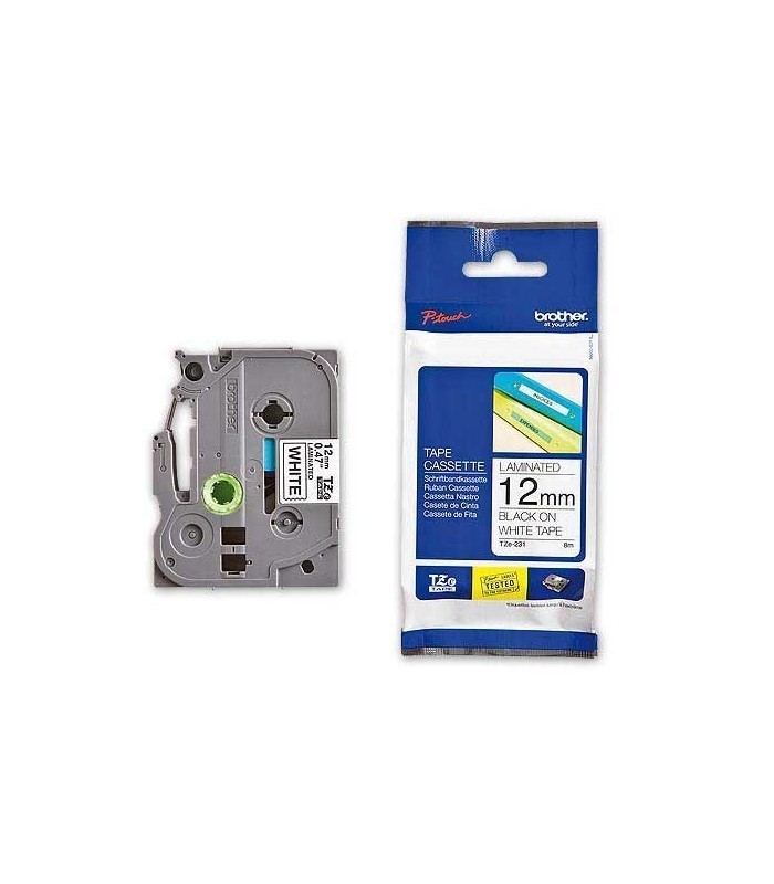 Cassette à ruban pour étiqueteuse TZe-231 Brother originale – Noir sur blanc, 12 mm de large