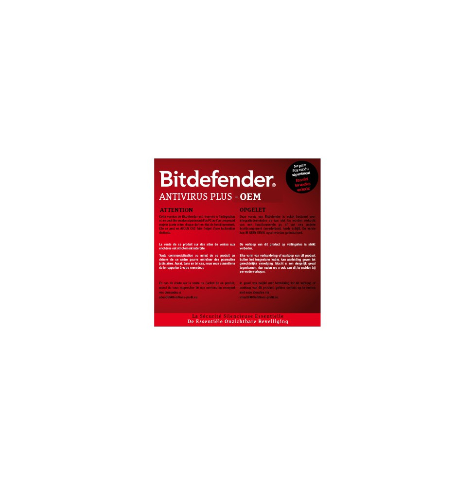 Bitdefender Antivirus Plus 2016 - OEM Licence 1 An 1 Poste