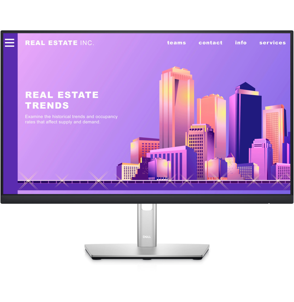 Écran 23,8" Full HD Dell P2422H-3Y - Fonctions de réglage de position complètes et bordures ultra-fines