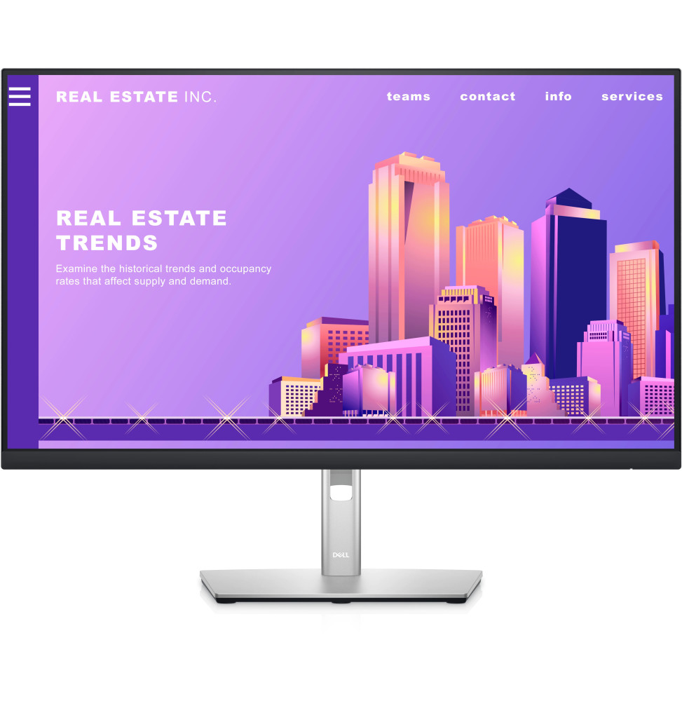 Écran 27" Full HD Dell P2722H-3Y - Fonctions de réglage de position complètes et bordures ultra-fines