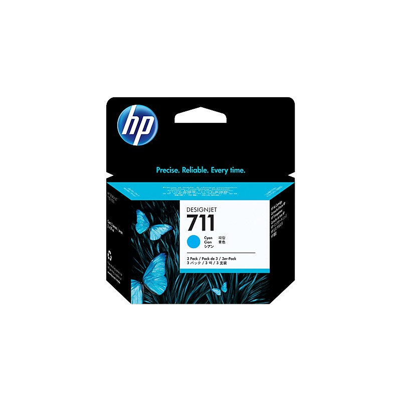 HP 711 Cyan - Pack de 3 Cartouches d'encre HP d'origine