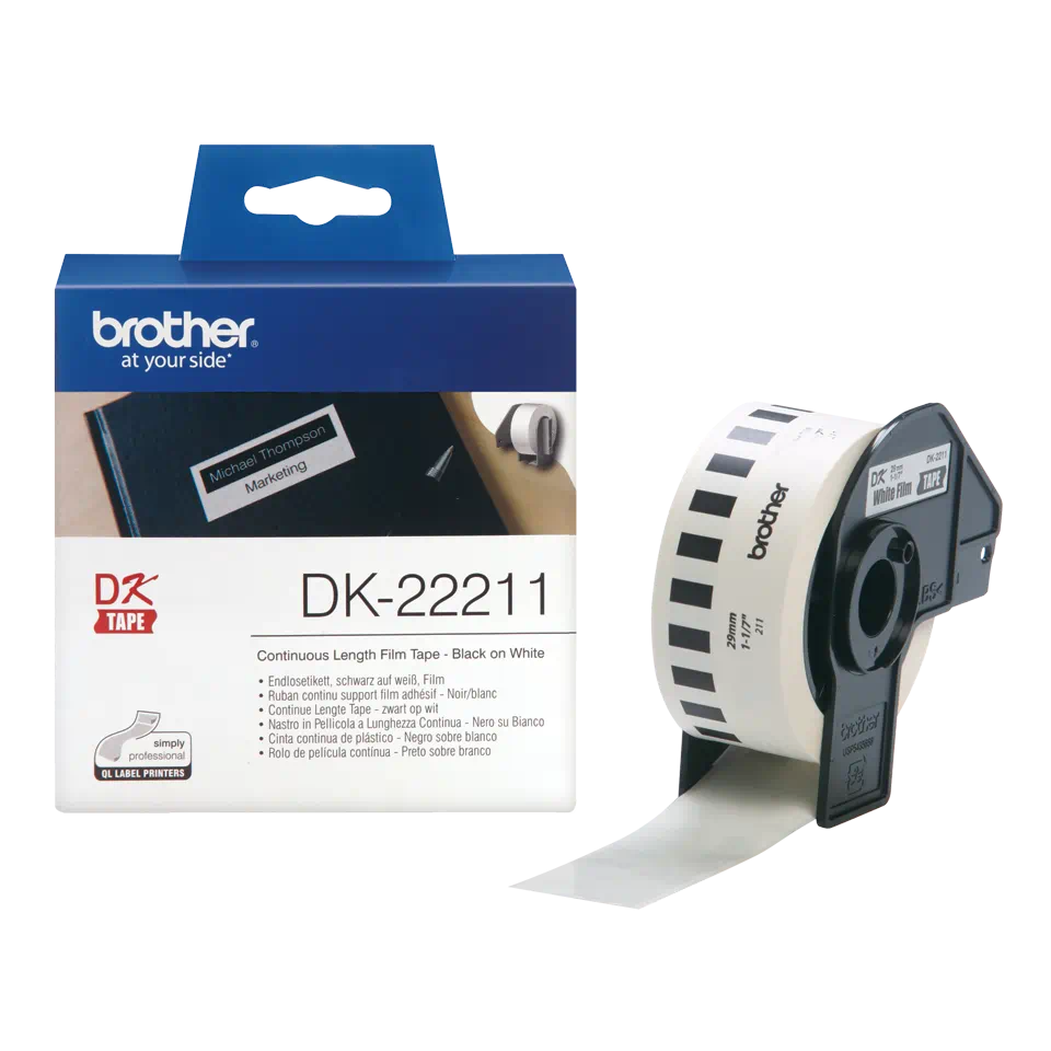 Rouleau d'étiquettes DK-22211 Brother original – Blanc, 29 mm x 15,24 m