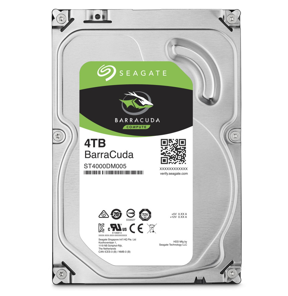 Disque dur interne 4 TB Seagate BarraCuda - 3.5" 5900 RPM 64 Mo SATA 6 Gb/s