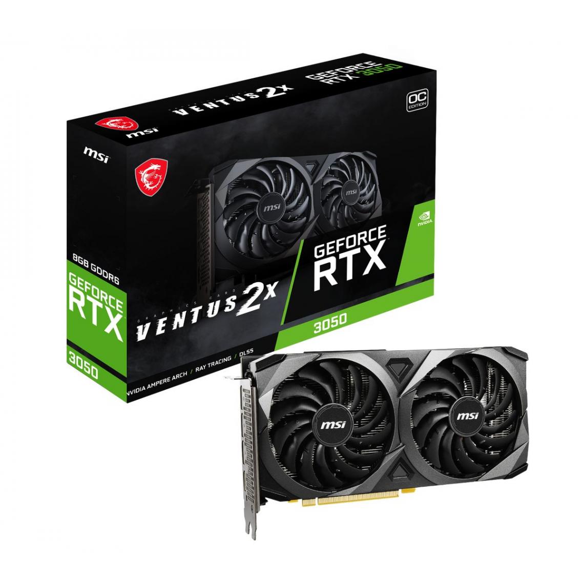 MSI RTX 3050 VENTUS 2X 8G OC : La puissance graphique de la RTX 3050 dans un format compact et efficace.