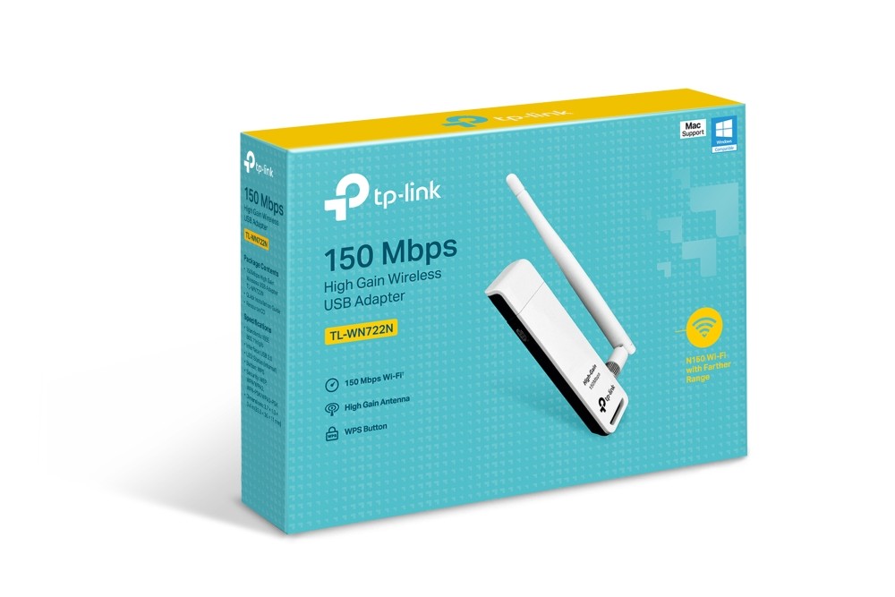 TP-Link TL-WN722N Adaptateur USB WiFi à gain élevé 150 Mbps