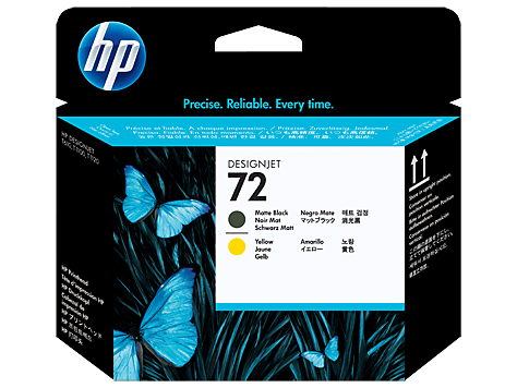 Têtes d'impression noir mat et jaune HP 72
