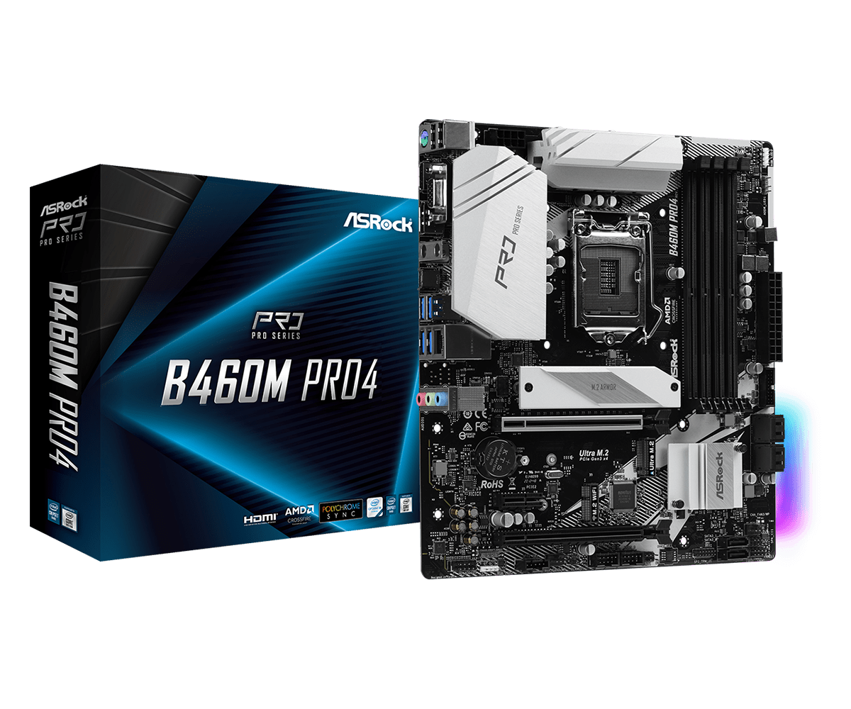 ASRock B460M pro4 : Une carte mère compacte et performante pour des configurations informatiques optimisées.
