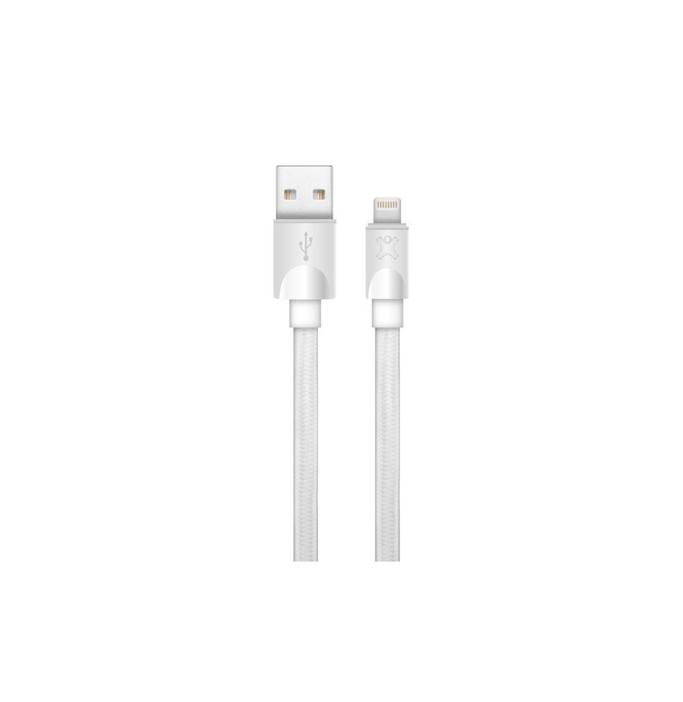 Câble Lightning XtremeMAc Plat pour iPhone - 1 m - Blanc