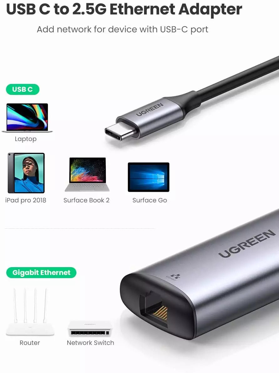 Adaptateur USB vers Ethernet UGREEN pour ordinateur Maroc