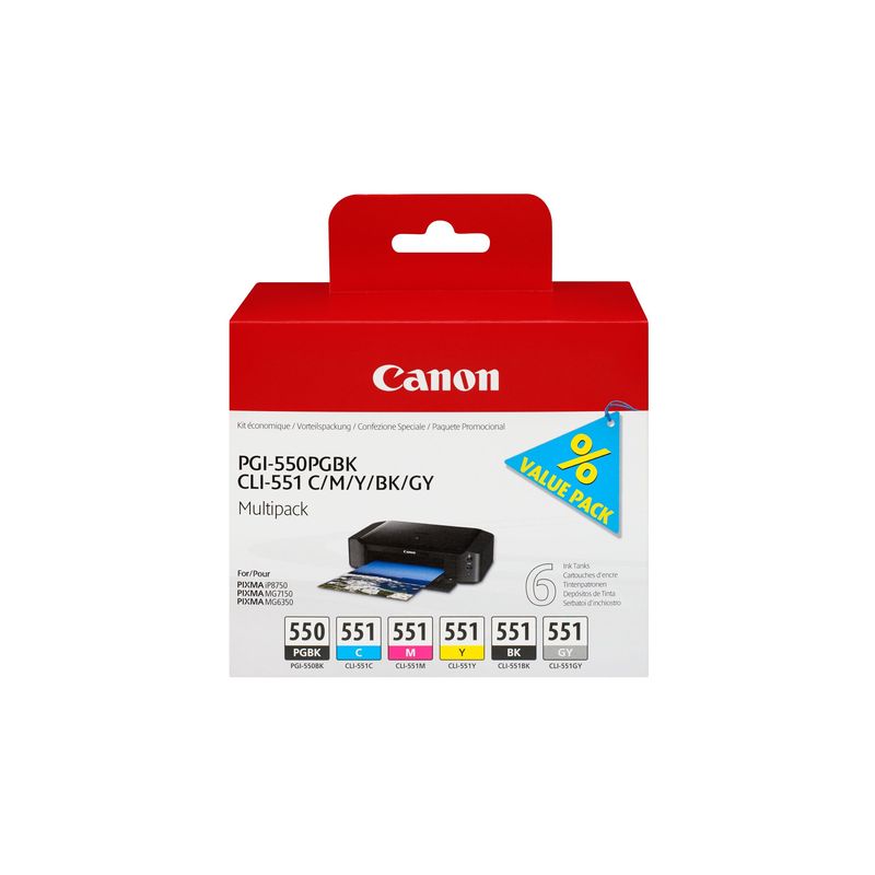 CANON PGI-550 + CLI551 (PGBK/C/M/Y/BK/GY) ORIGINAL MULTI-PACK