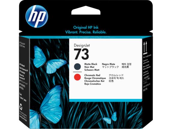 Tête d'impression rouge chromatique et noir mat HP 73