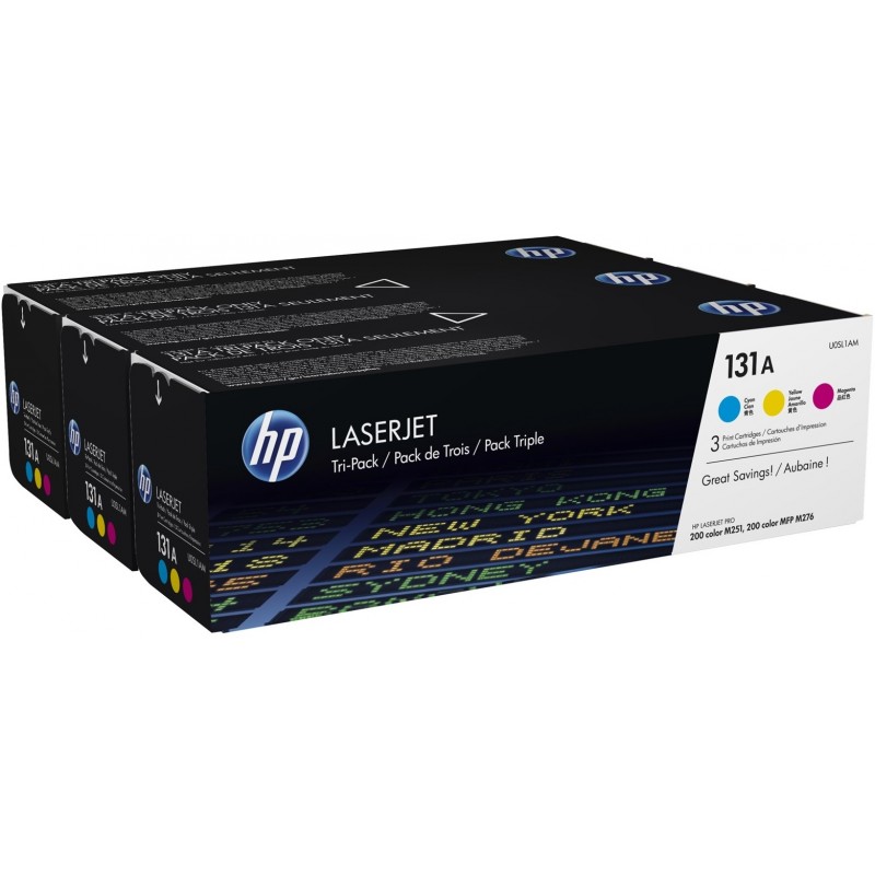 HP 131A Cyan/Magenta/Jaune  - Pack de 3 toners couleur HP LaserJet d'origine