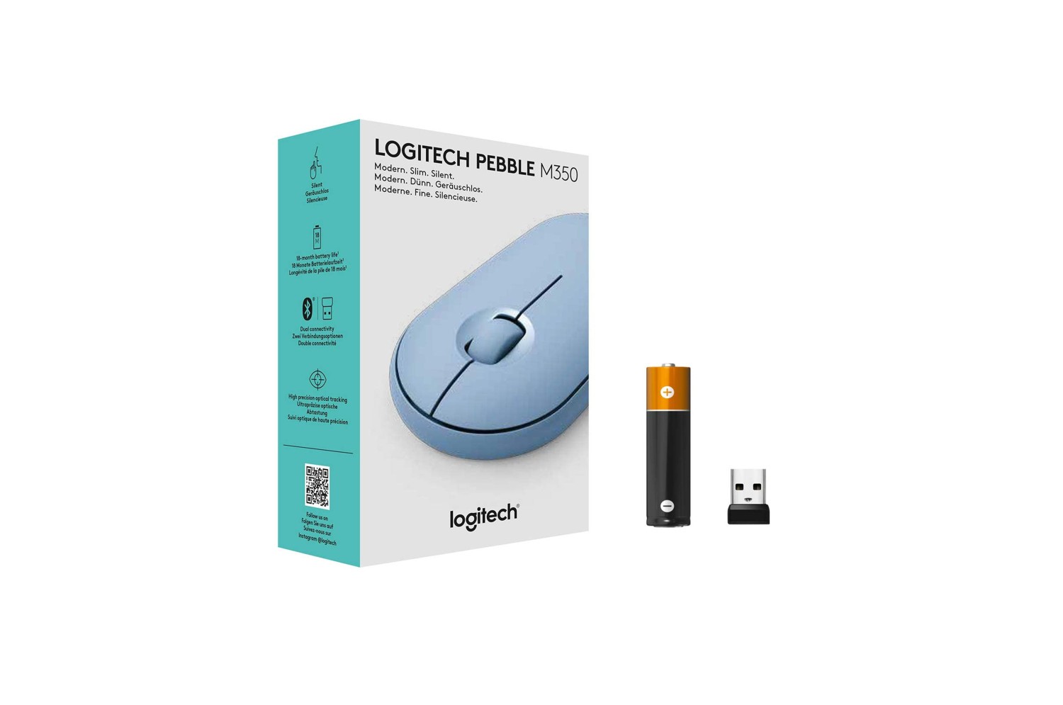 Souris Bluetooth LOGITECH M350 Pebble - Gris Bleu