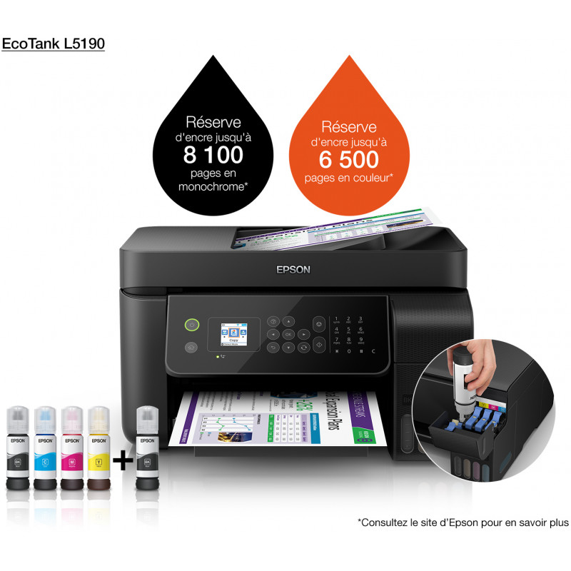 Epson EcoTank L5190 Imprimante multifonction à réservoirs rechargeables