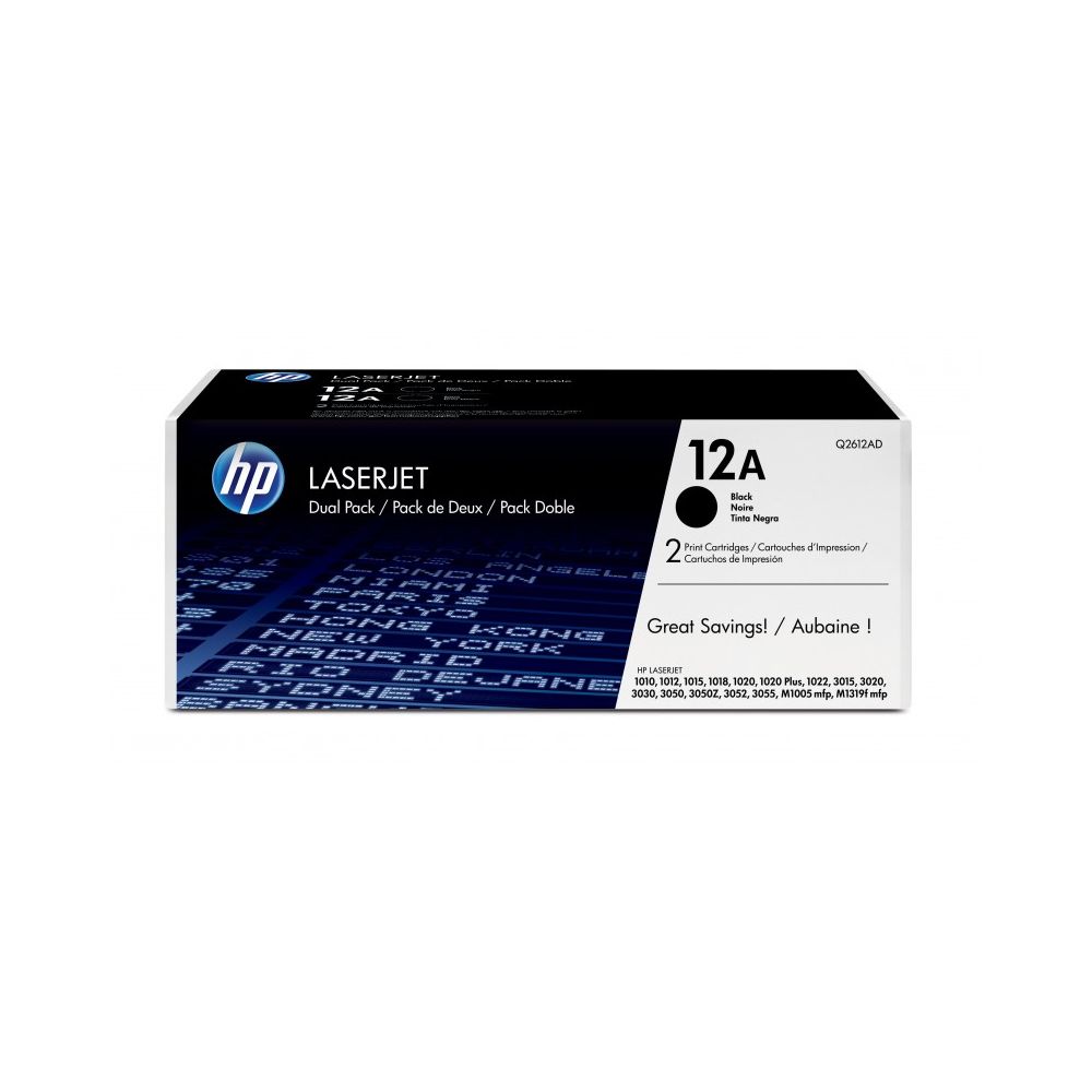 HP 12A Noir - Pack de 2 Toner HP LaserJet d'origine