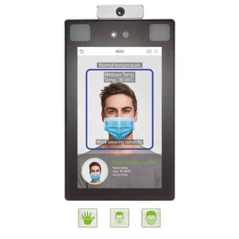 Terminal de contrôle d’accès par mesure de la température corporelle de ZKTeco avec reconnaissance de masque